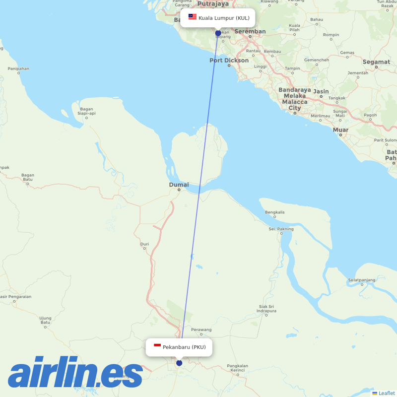 AirAsia from Sultan Syarif Kasim Ii destination map