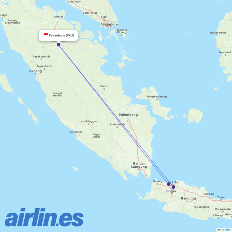 Batik Air from Sultan Syarif Kasim Ii destination map