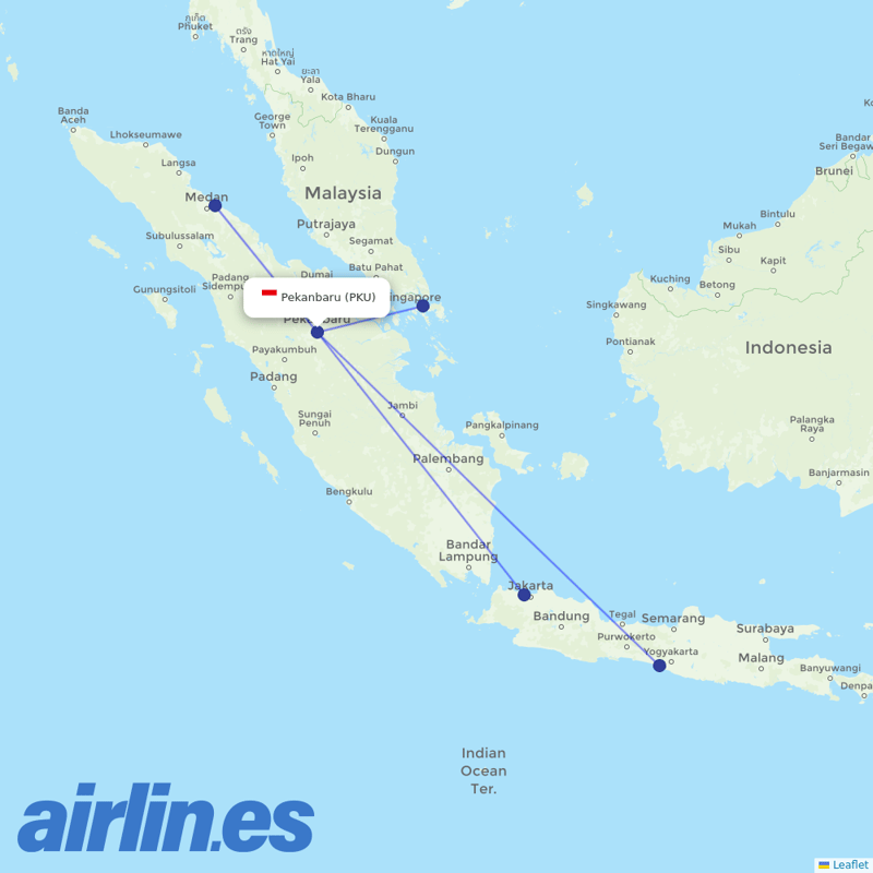 Lion Air from Sultan Syarif Kasim Ii destination map