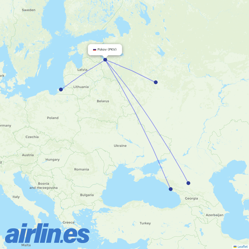 Azimuth Airlines from Kresty destination map