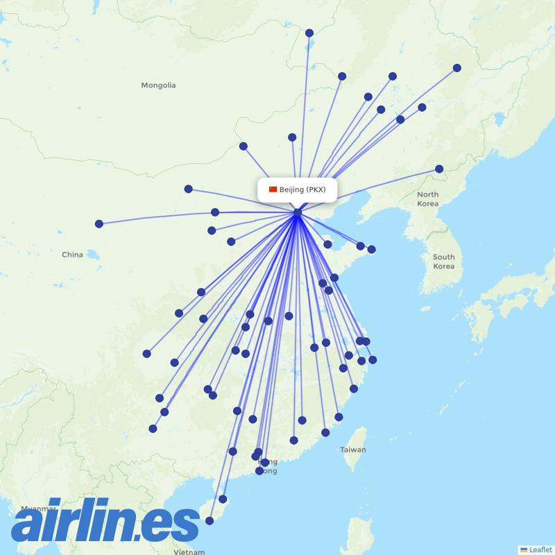 China United Airlines from Daxing International Airport destination map