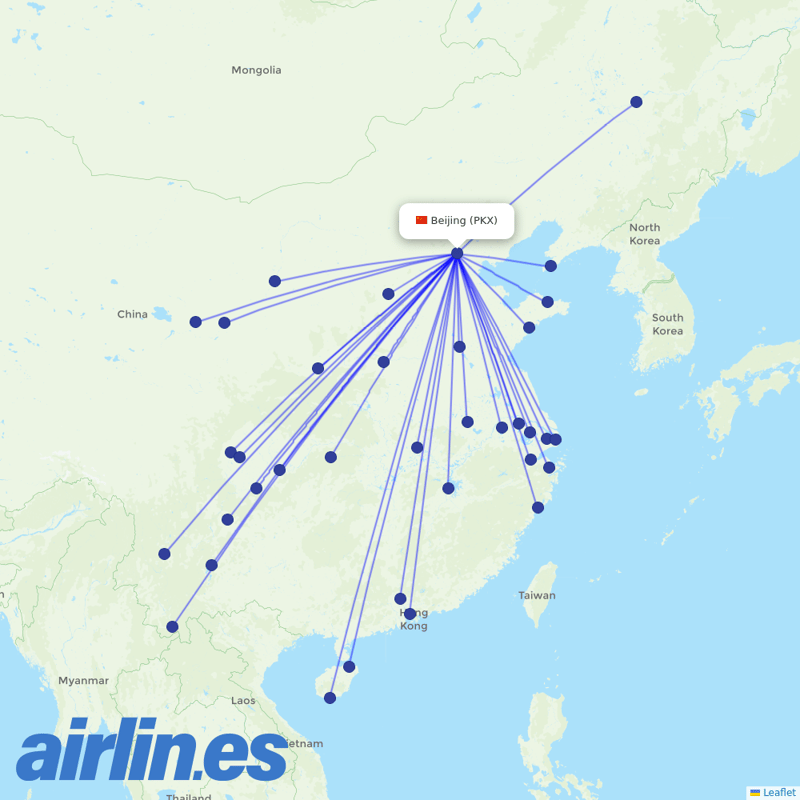 China Eastern Airlines from Daxing International Airport destination map
