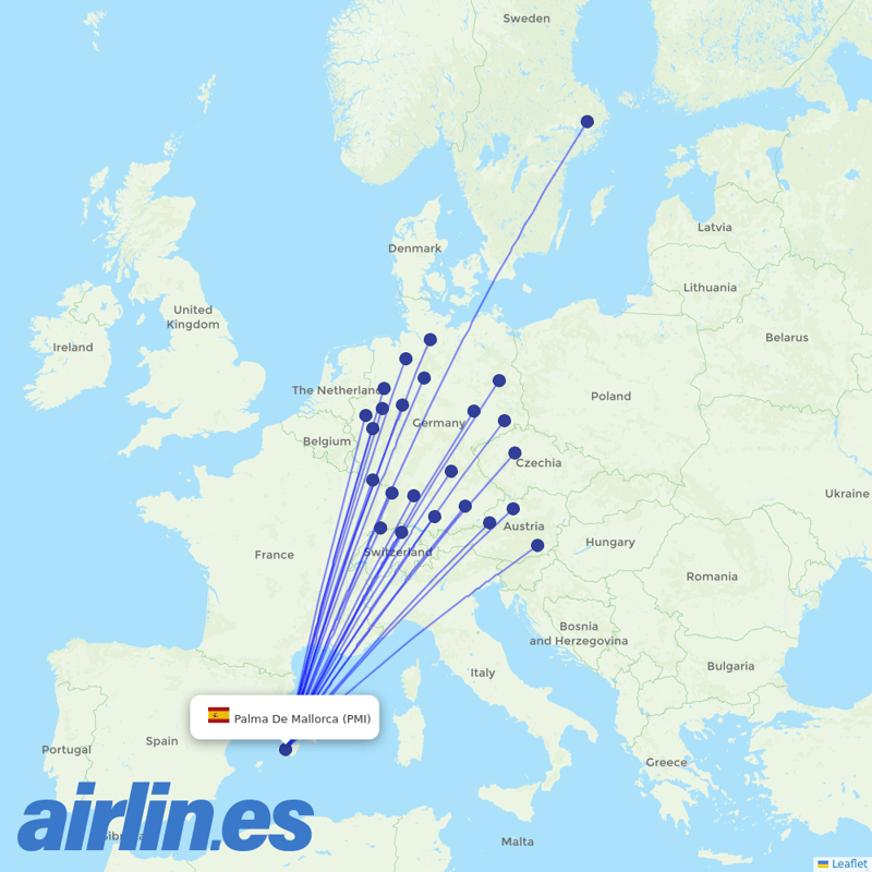 Eurowings from Palma De Mallorca Airport destination map