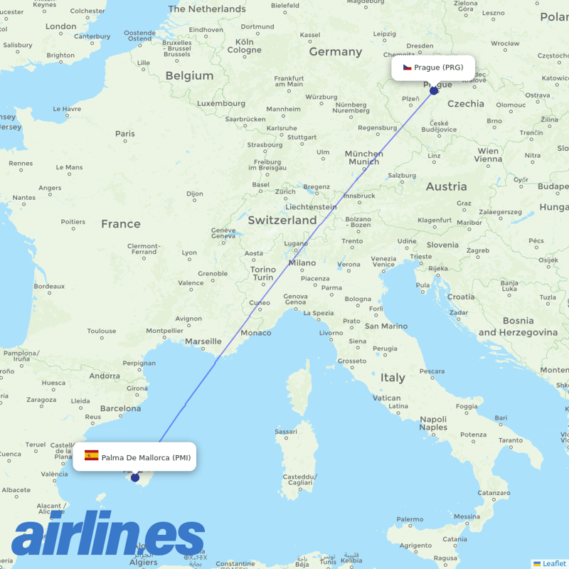 SmartWings from Palma De Mallorca Airport destination map