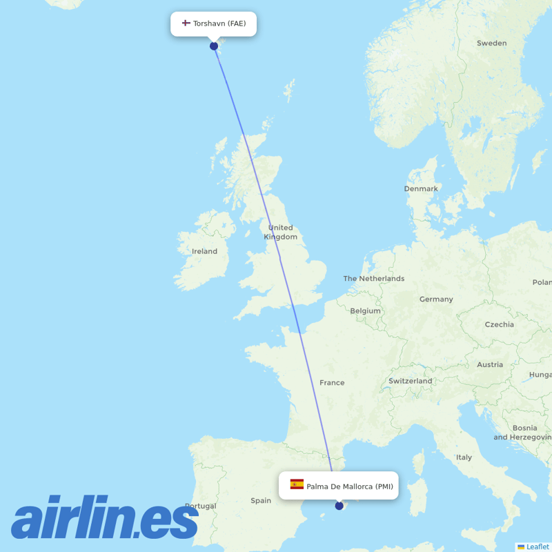 Atlantic Airways from Palma De Mallorca Airport destination map