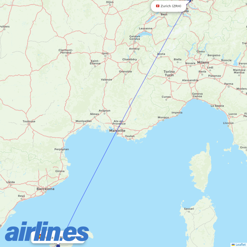 FlexFlight from Palma De Mallorca Airport destination map