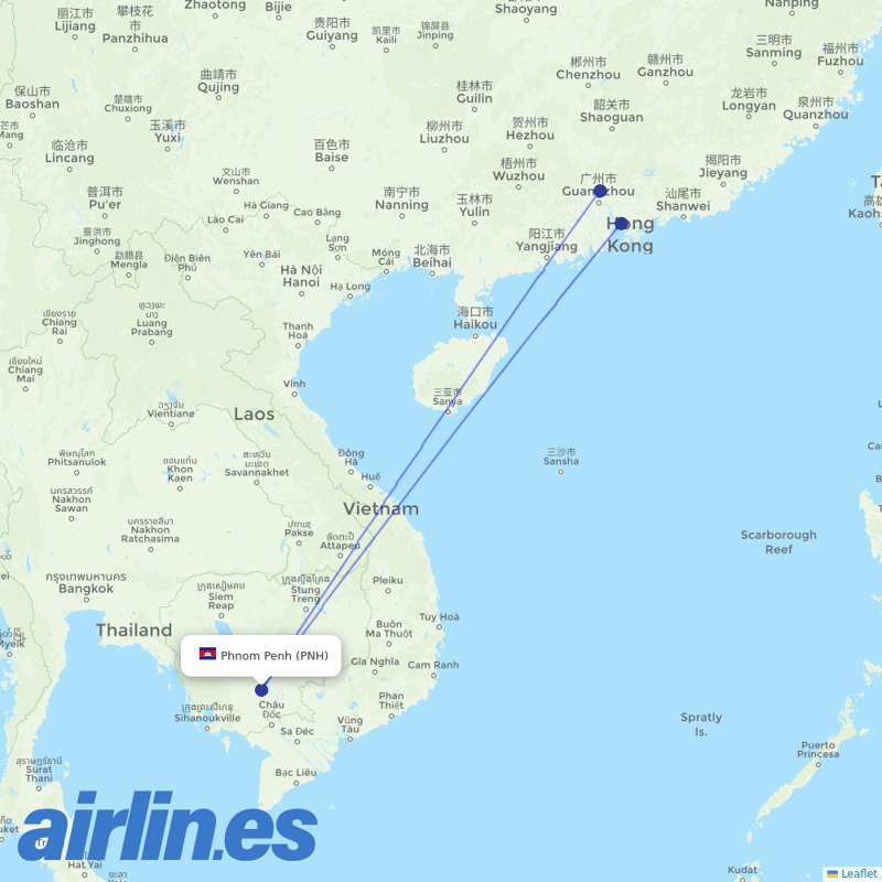 China Southern Airlines from Phnom Penh destination map