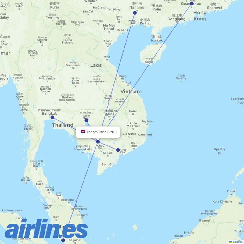 Lanmei Airlines from Phnom Penh destination map