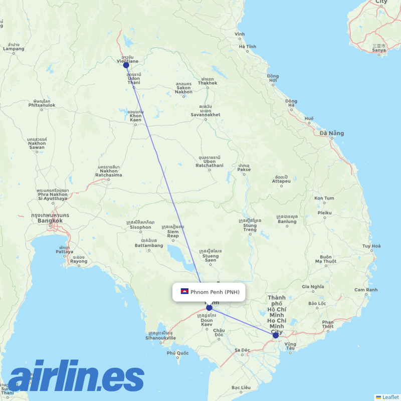 Vietnam Airlines from Phnom Penh destination map
