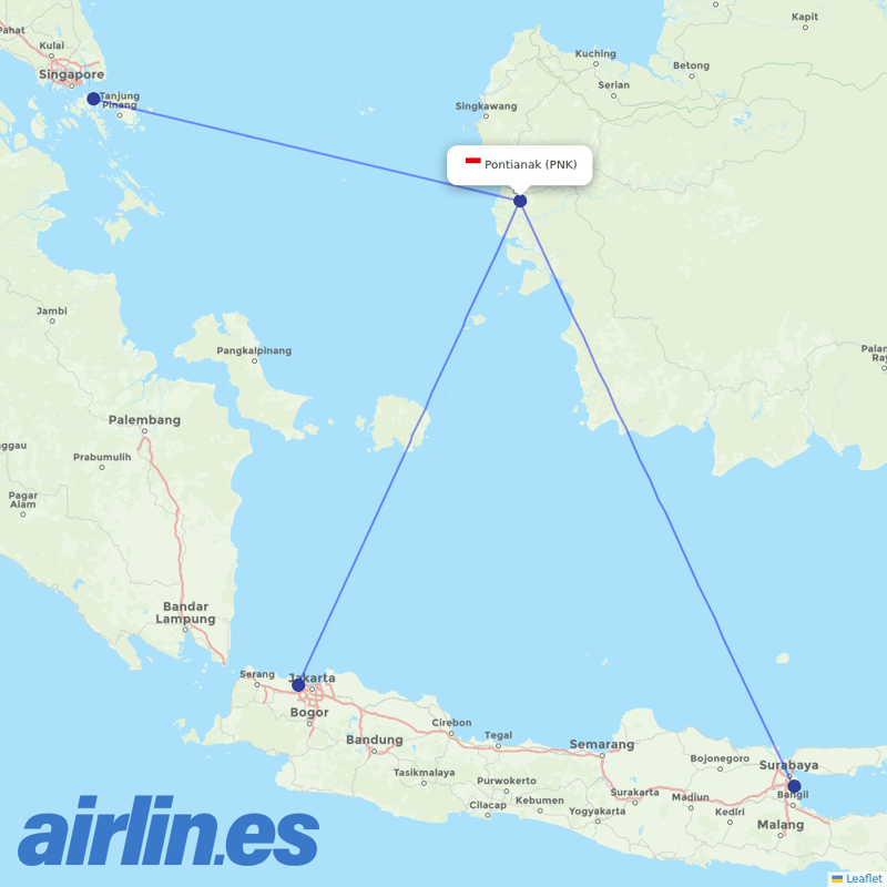 Lion Air from Supadio destination map