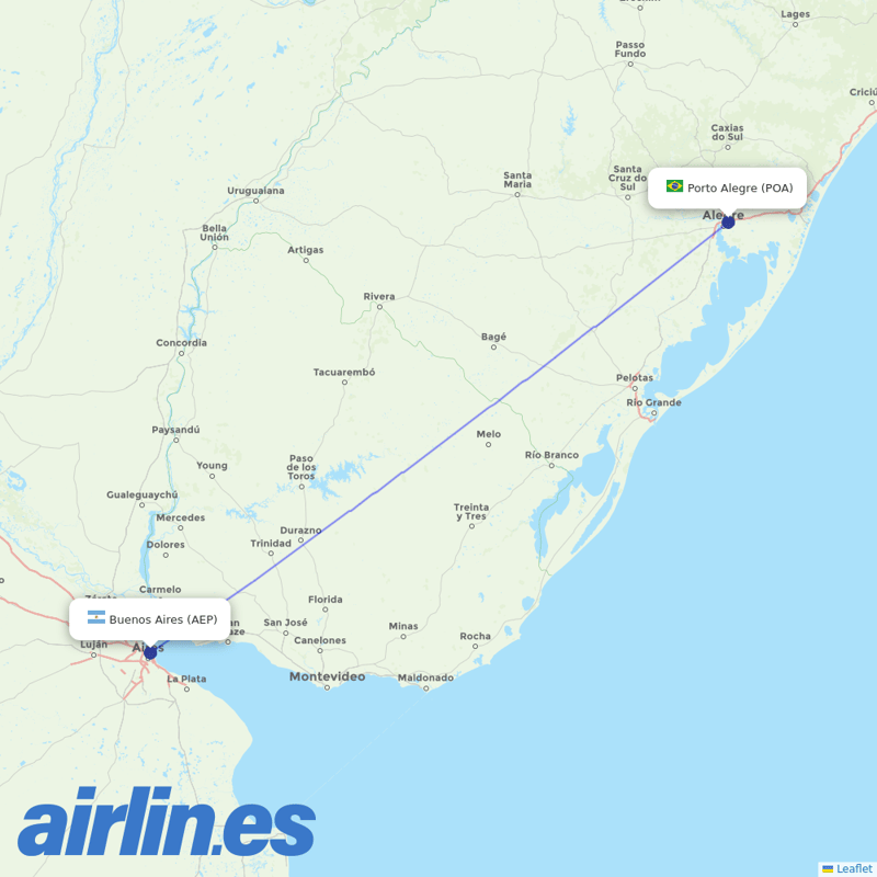 Aerolineas Argentinas from Salgado Filho destination map