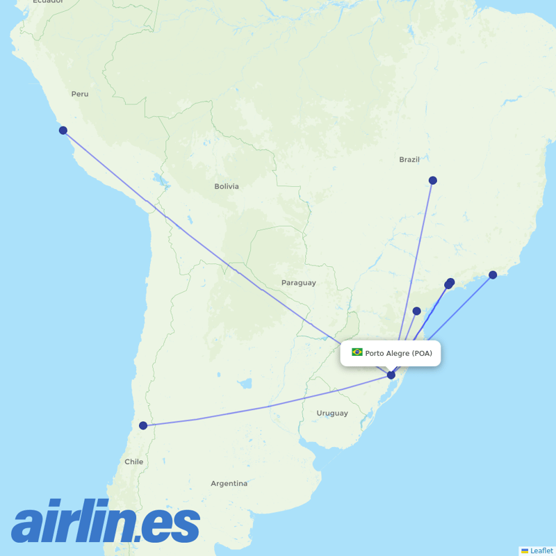 LATAM Airlines from Salgado Filho destination map