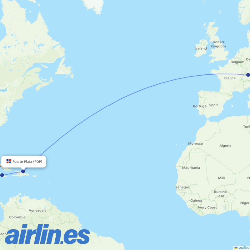 Edelweiss Air from Gregorio Luperon International destination map