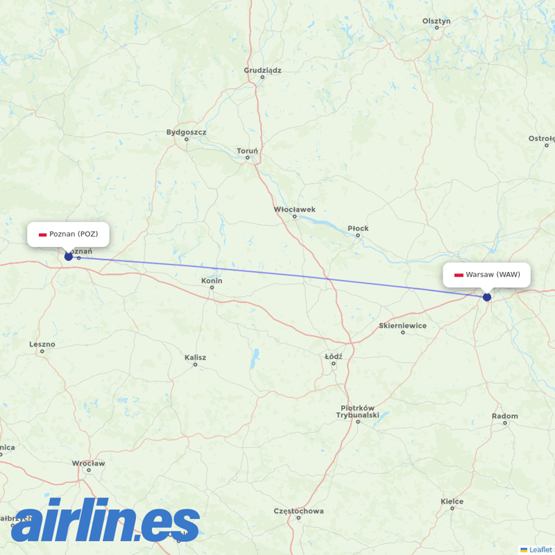 LOT - Polish Airlines from Lawica destination map
