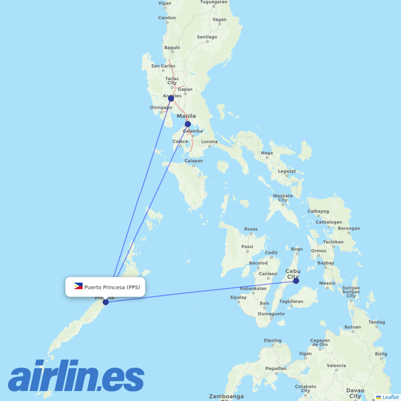Philippines AirAsia from Puerto Princesa destination map