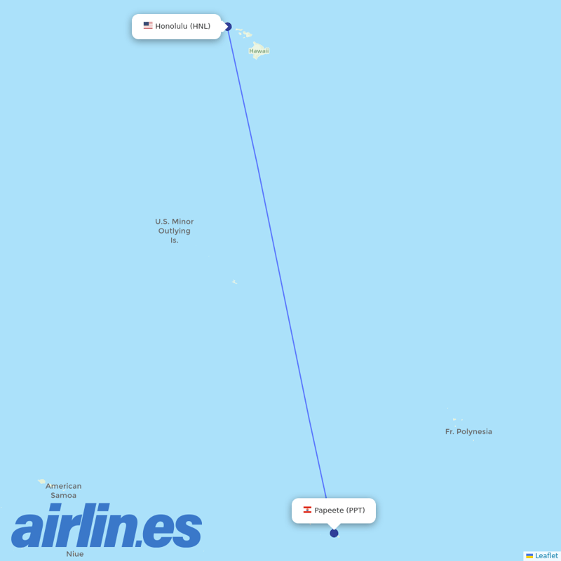 Hawaiian Airlines from Faa\\'a International destination map