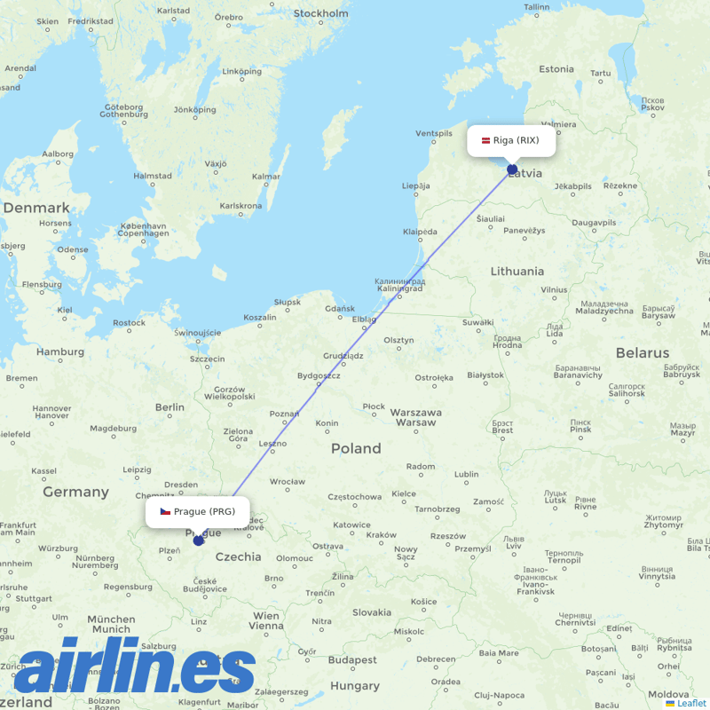 Air Baltic from Václav Havel Airport Prague destination map