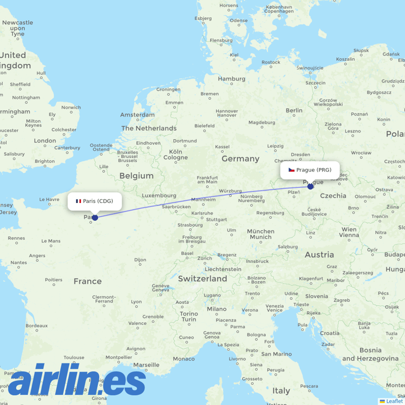 CSA from Václav Havel Airport Prague destination map