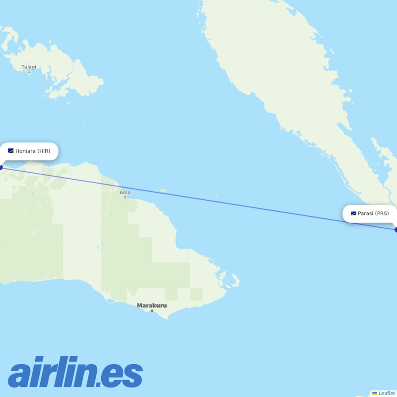 Solomon Airlines from Parasi Airport destination map