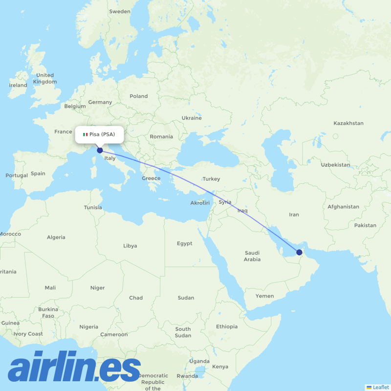 Neos from Pisa International Airport destination map
