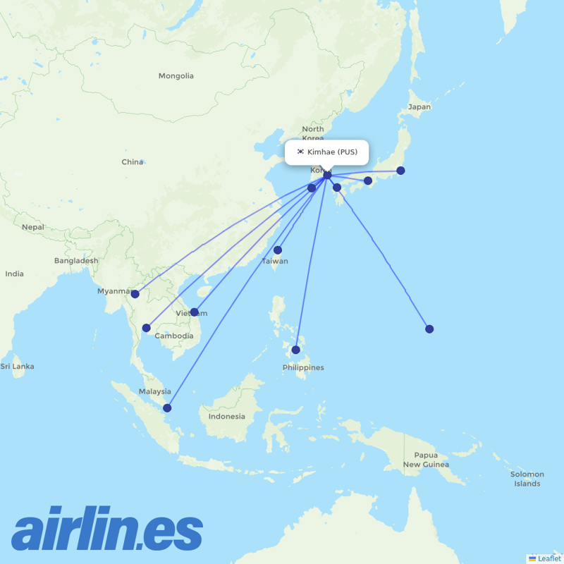 Jeju Air from Gimhae International destination map
