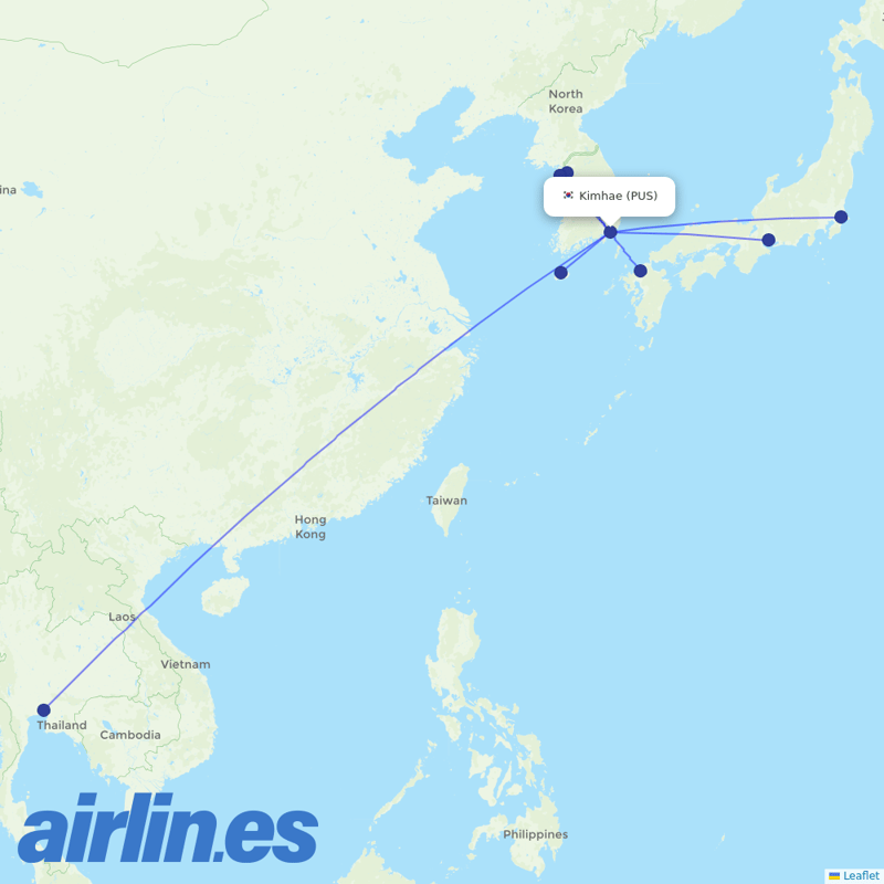 Korean Air from Gimhae International destination map