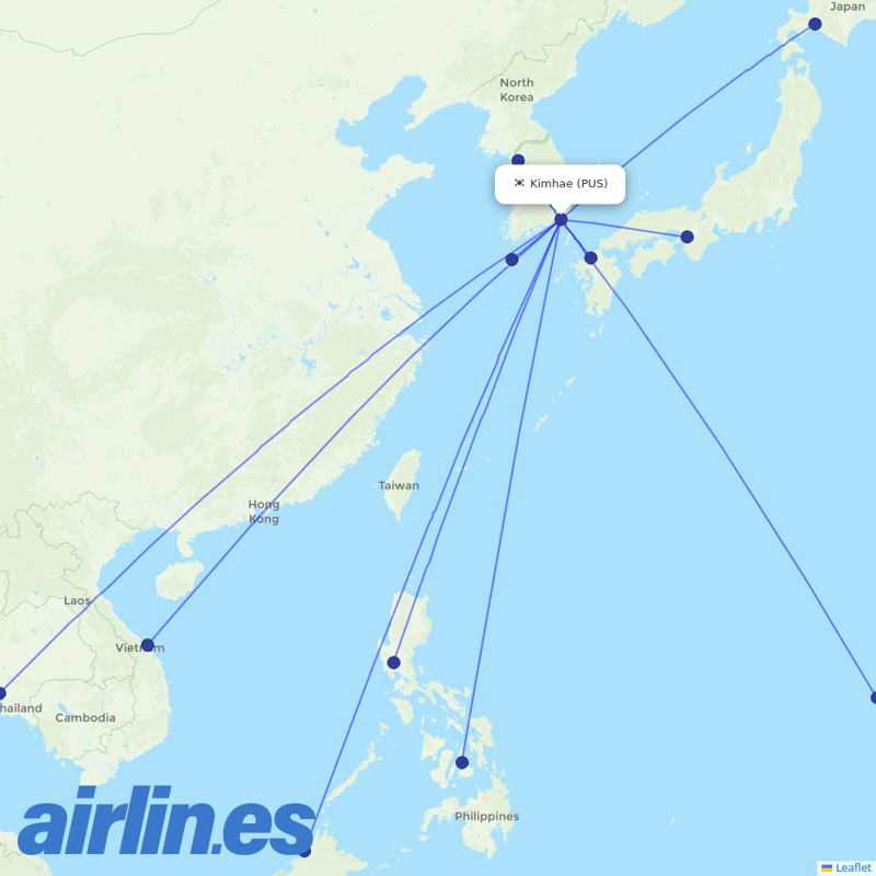 Jin Air from Gimhae International destination map