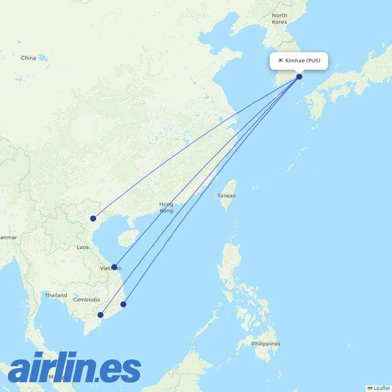 VietJet Air from Gimhae International destination map