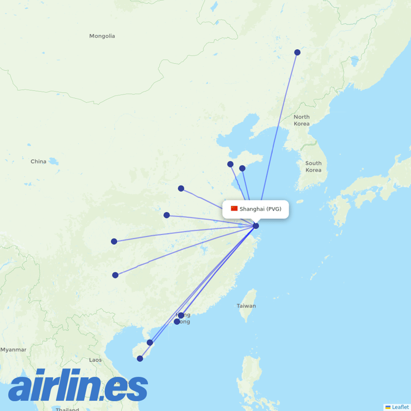Suparna Airlines from Shanghai Pudong International Airport destination map