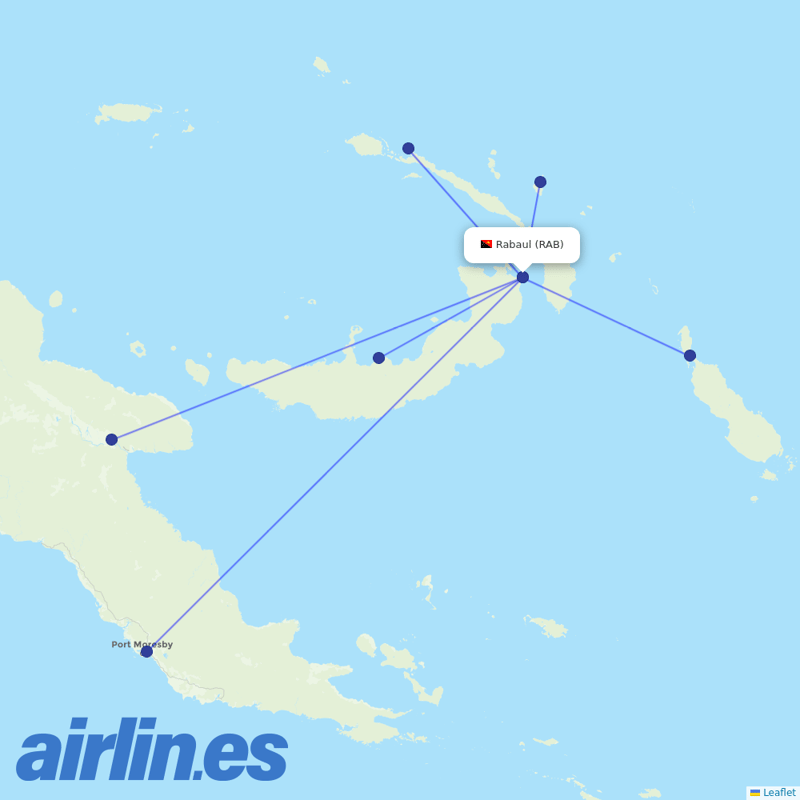 PNG Air from Tokua Airport destination map