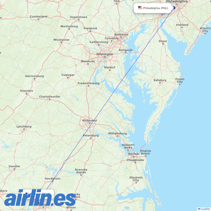 Aer Lingus from Raleigh–Durham Airport destination map