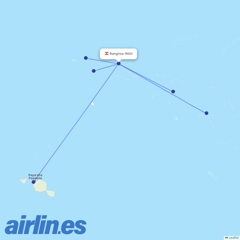 Air Tahiti from Rangiroa Airport destination map