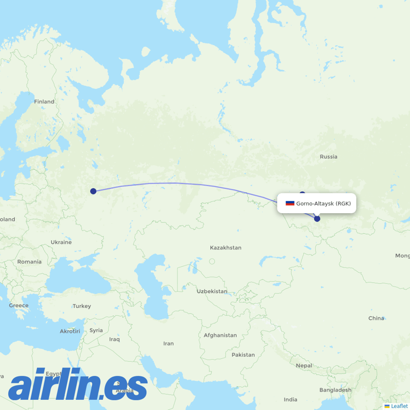S7 Airlines from Gorno-Altaysk Airport destination map