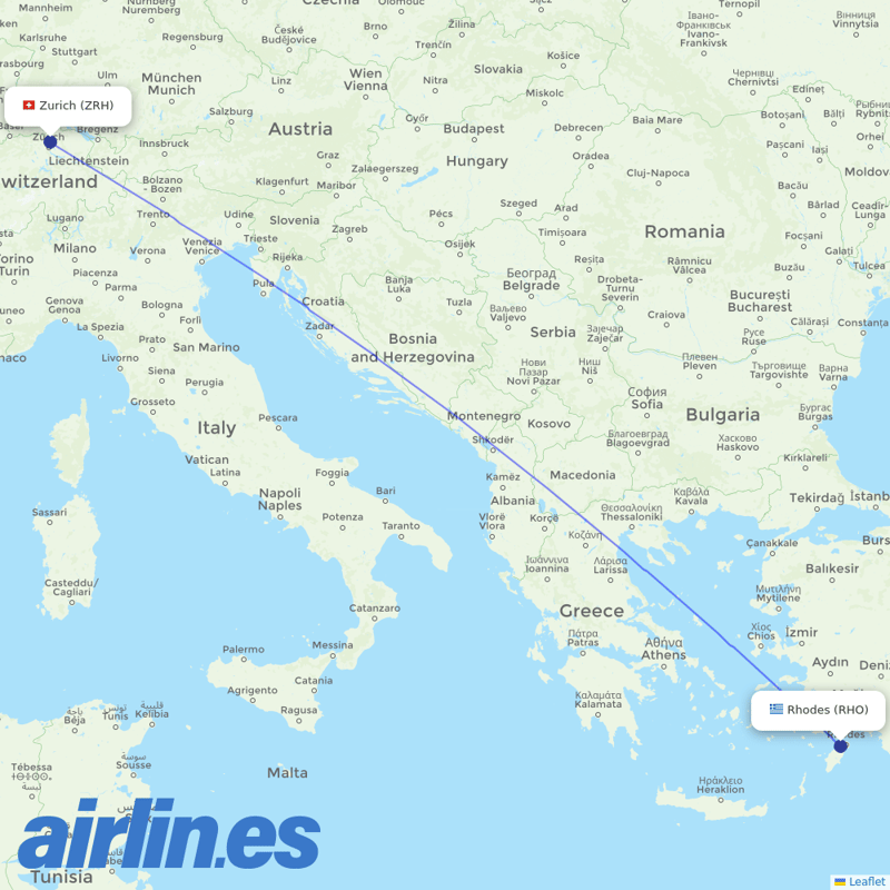 FlexFlight from Rhodes International Airport destination map