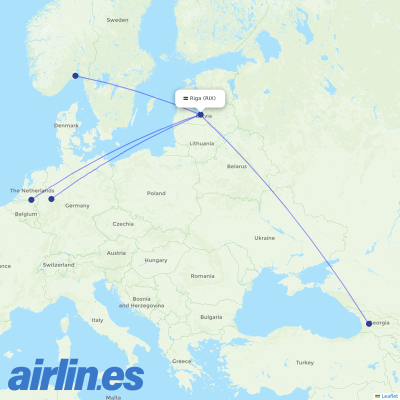 Wizz Air from Riga International Airport destination map