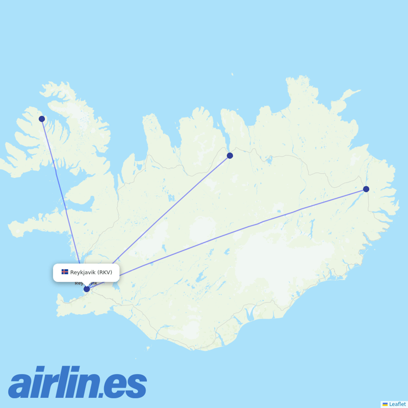 Icelandair from Reykjavik destination map