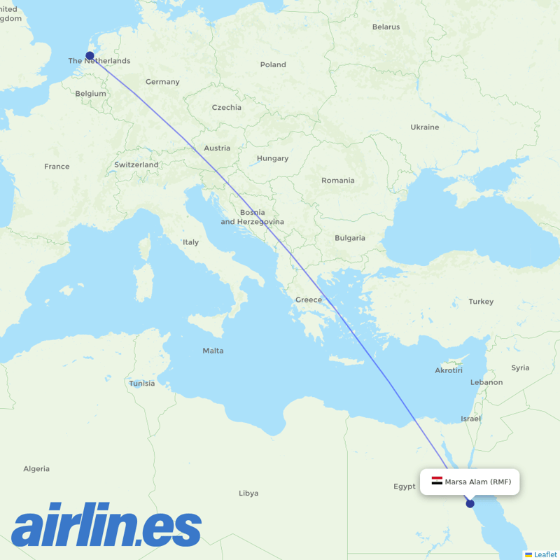 TUIfly Netherlands from Marsa Alam Airport destination map
