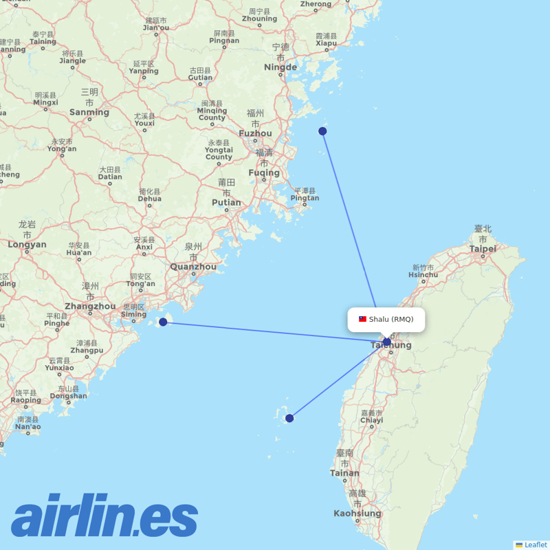 UNI Air from Taichung International Airport destination map