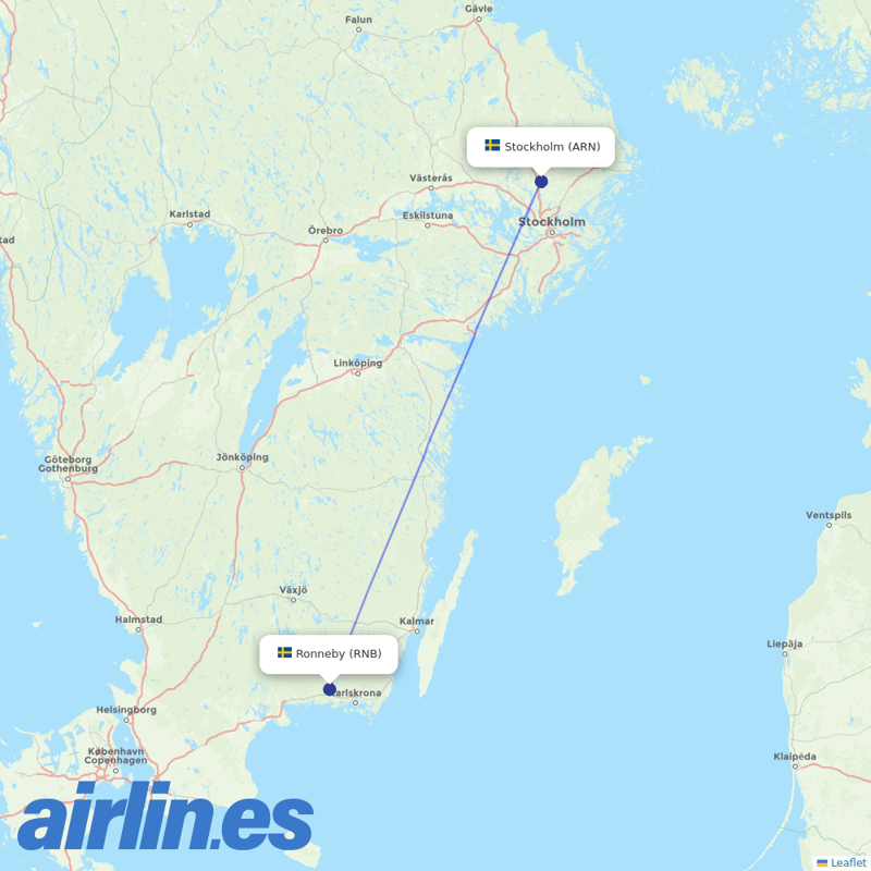 Scandinavian Airlines from Ronneby destination map