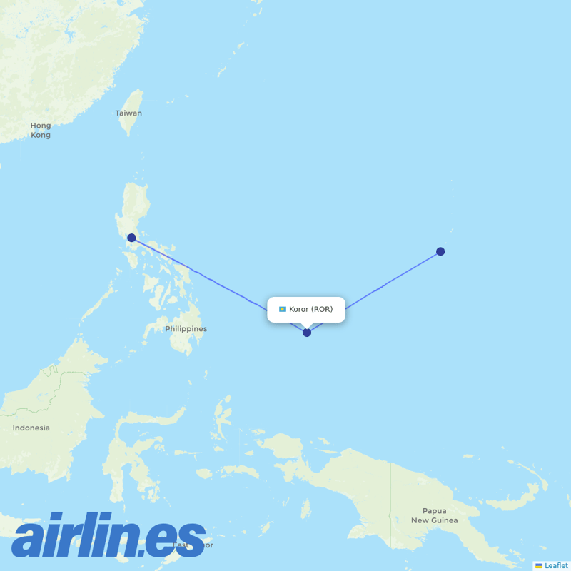 United Airlines from Koror destination map