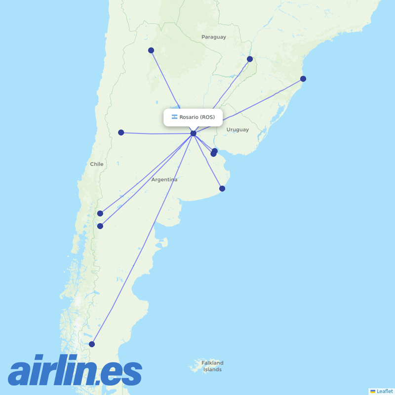 Aerolineas Argentinas from Rosario destination map