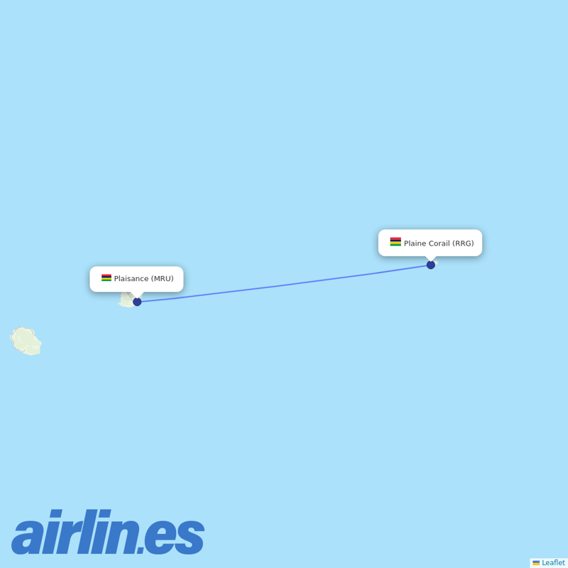 Air Mauritius from Rodrigues Island destination map