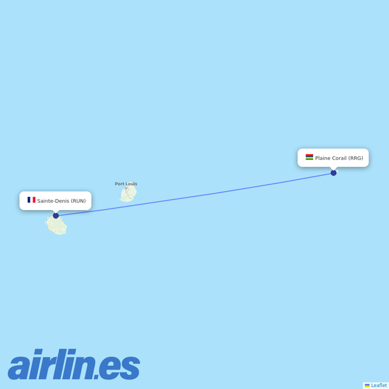 Air Austral from Rodrigues Island destination map