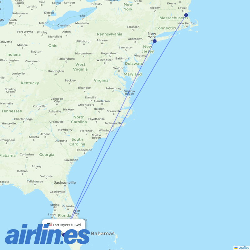 Aer Lingus from Southwest Florida International Airport destination map