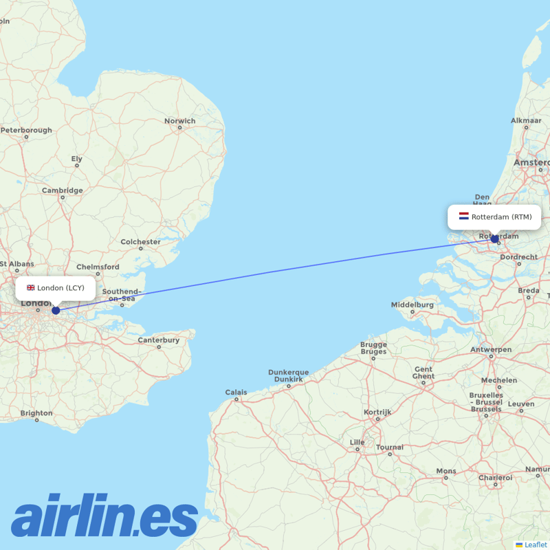 British Airways from Rotterdam The Hague Airport destination map