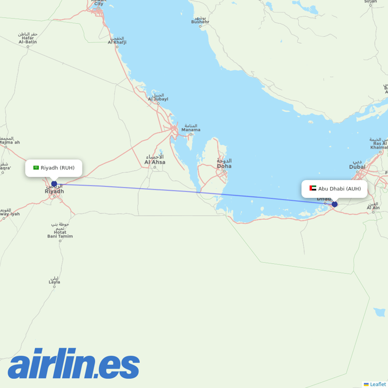 Etihad Airways from King Khaled International destination map