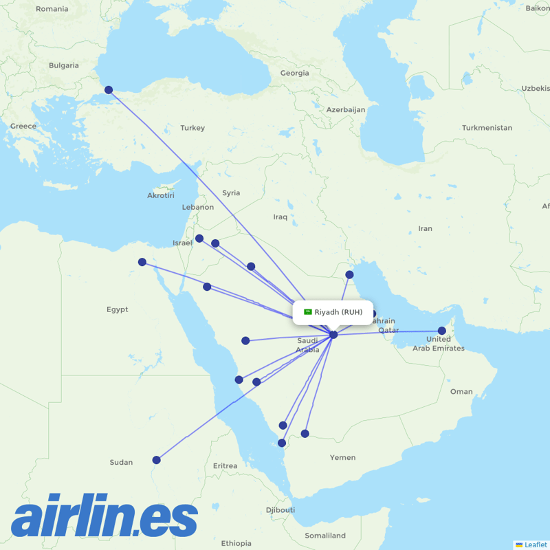 Flyadeal from King Khaled International destination map