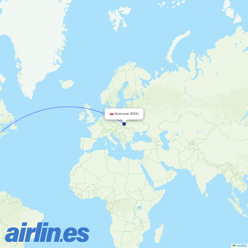 LOT - Polish Airlines from Jasionka destination map