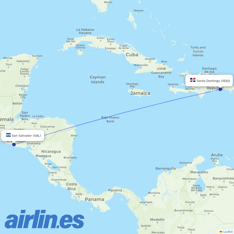 Asian Air from El Salvador International destination map