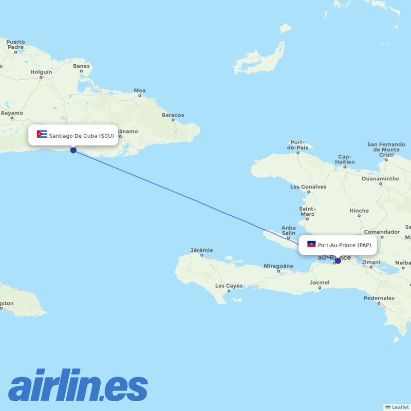 Sunrise Airways from Antonio Maceo International destination map